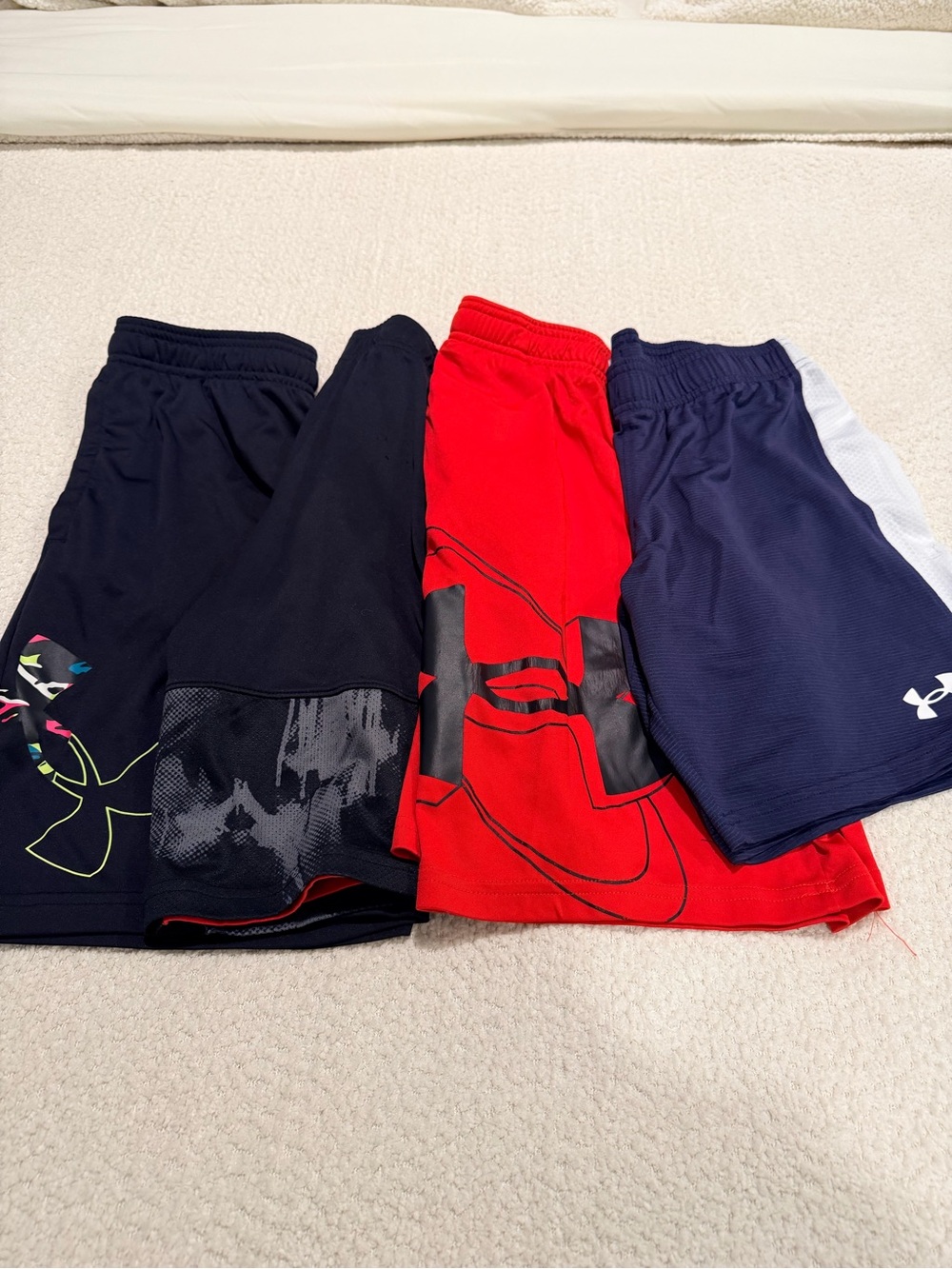 4 Under Armour Kids' Athletic Shorts - Navy, Black, Red